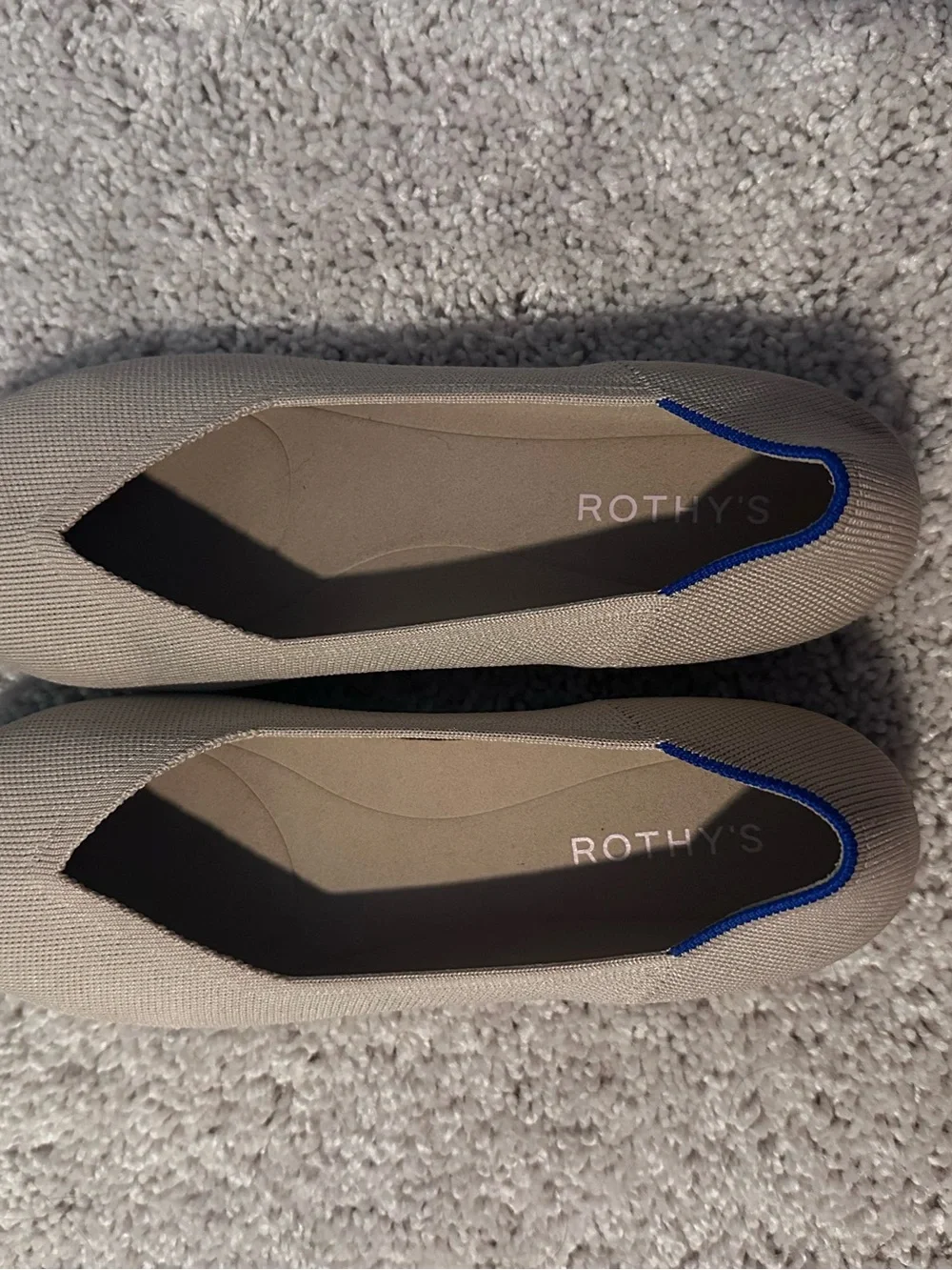 Rothy's Beige Slip-On Loafers with Blue Accent